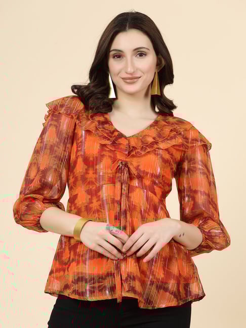Melon by PlusS Orange Printed Top-picture-35