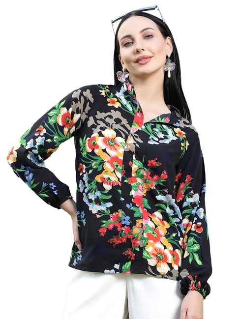 Melon by PlusS Black Floral Print Top