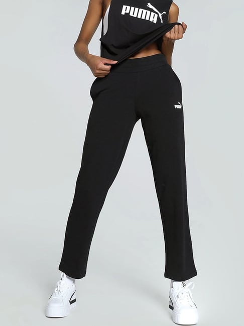 Buy Puma Black Logo Print Sports Track Pants for Women Online