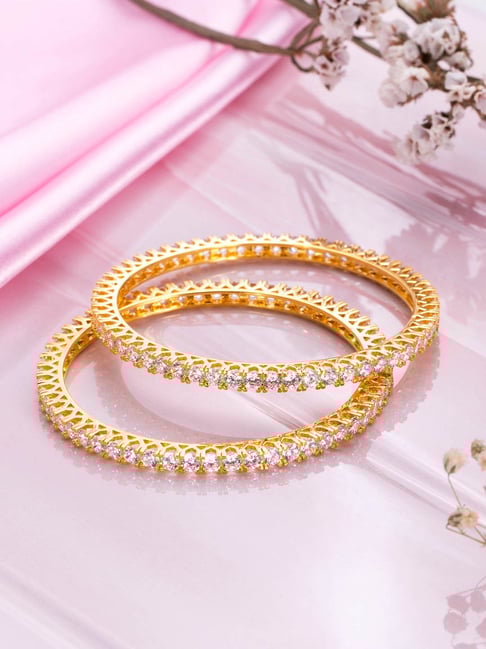 Buy Zavya 925 Silver Gold-Plated Bangle for Women Online At Best
