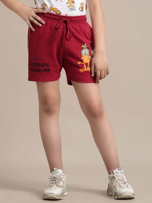 Kidsville Red Cotton Printed Shorts
