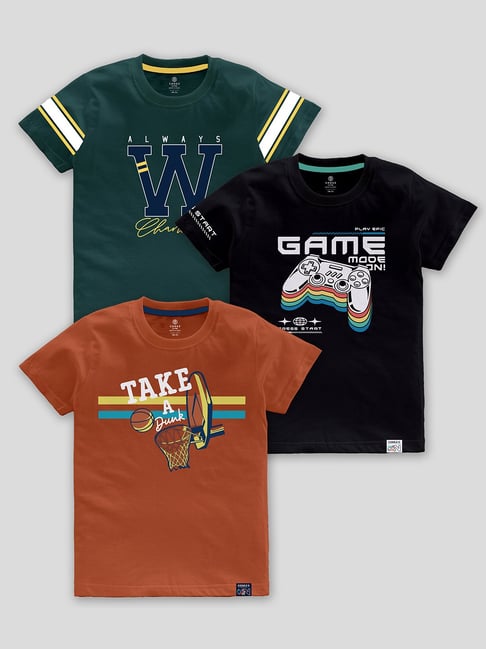 Codez Kids Multicolor Printed T-Shirt (Pack Of 3)-picture-12