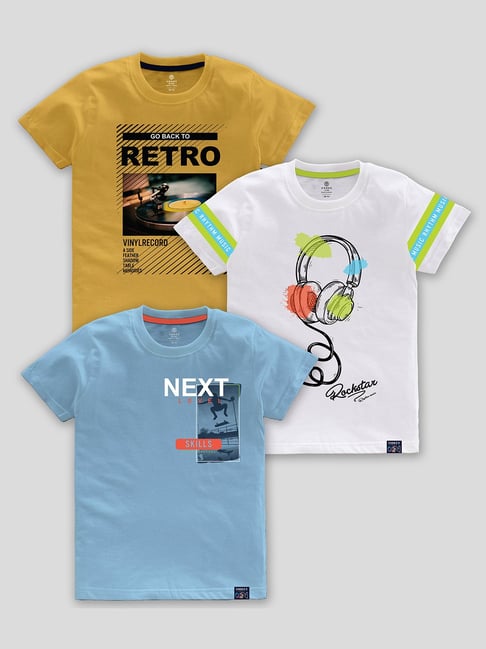 Codez Kids Multicolor Printed T-Shirt (Pack Of 3)