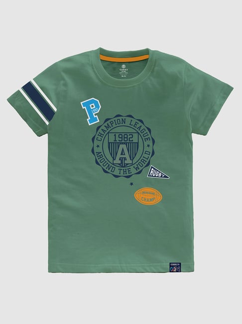 Codez Kids Olive Printed T-Shirt
