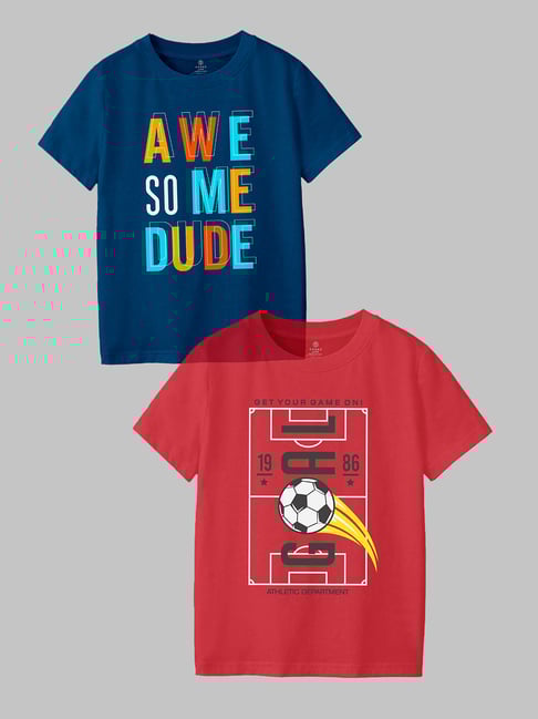 Codez Kids Blue & Red Printed T-Shirt (Pack Of 2)-picture-25