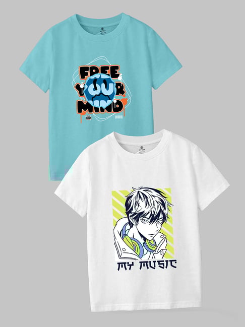 Codez Kids Blue & White Printed T-Shirt (Pack Of 2)-picture-15