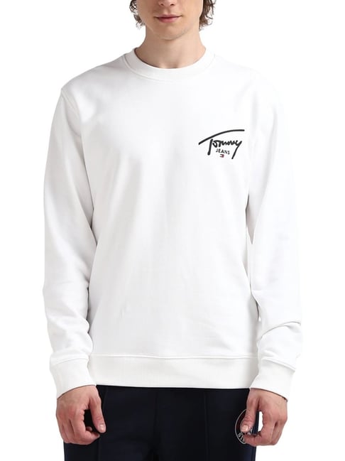 Tommy Hilfiger White Logo Regular Fit Sweatshirt