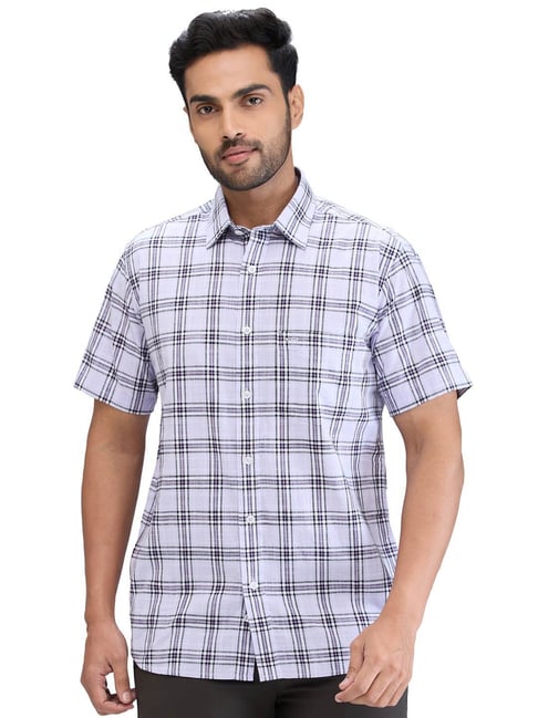 Colorplus Violet Regular Fit Checks Shirt-picture-36