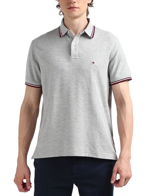 Grey tommy hilfiger polo shirt best sale