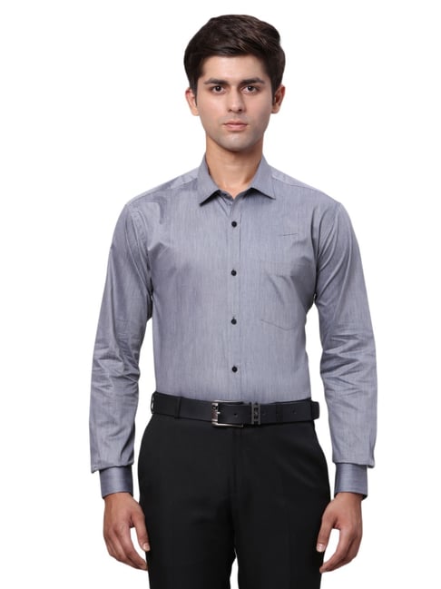 Park Avenue Grey Slim Fit Shirt-image-1