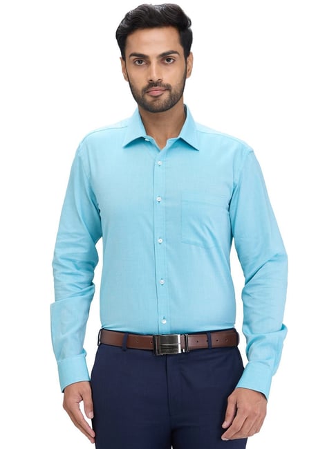 Park Avenue Green Slim Fit Texture Shirt-picture-32