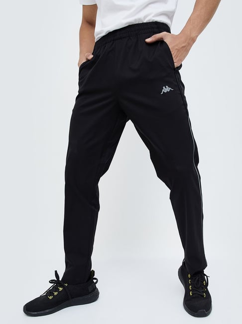 KAPPA Black Regular Fit Logo Print Sports Trackpants - Main Image
