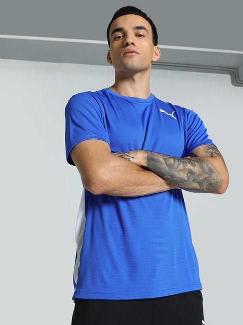 Puma Team Power Blue-Puma White Regular Fit Sports T-Shirt