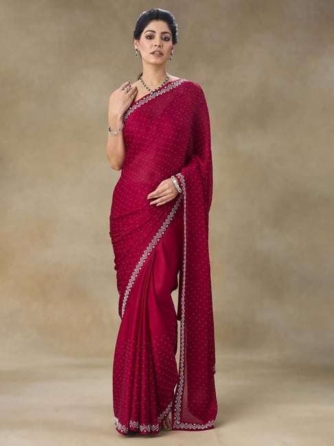 FABMORA Magenta Embellished Saree With Blouse-picture-42
