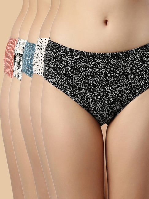 Enamor Multicolor Printed Cotton Hipster Panty - Pack of 5-picture-40