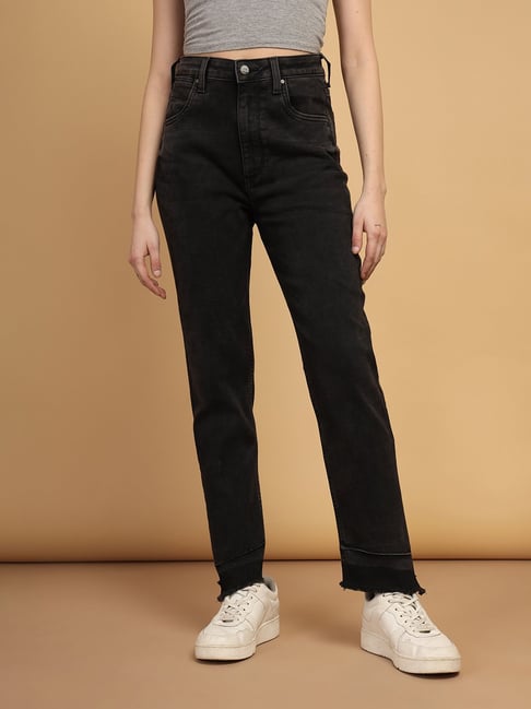 Black Western Jeans Wrangler Black High Rise Slim Fit Jeans