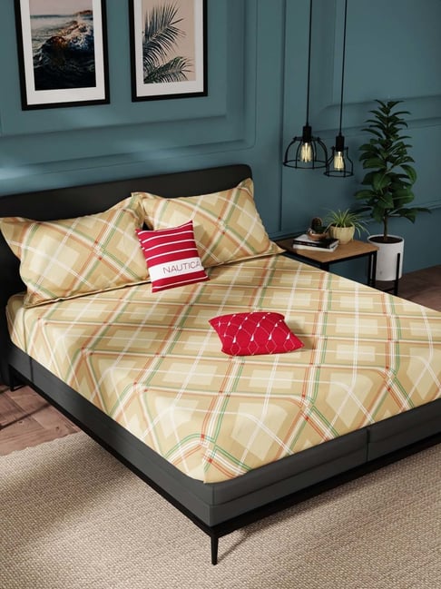 Nautica Northsail Taupe 150 TC Cotton King Bedsheet with 2 Pillow Covers-picture-33