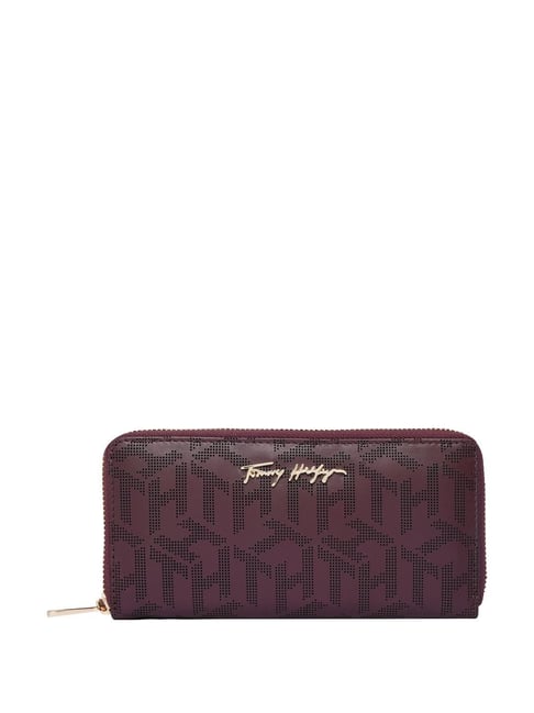TOMMY HILFIGER Celina Maroon Printed Zip Around Wallet For Women