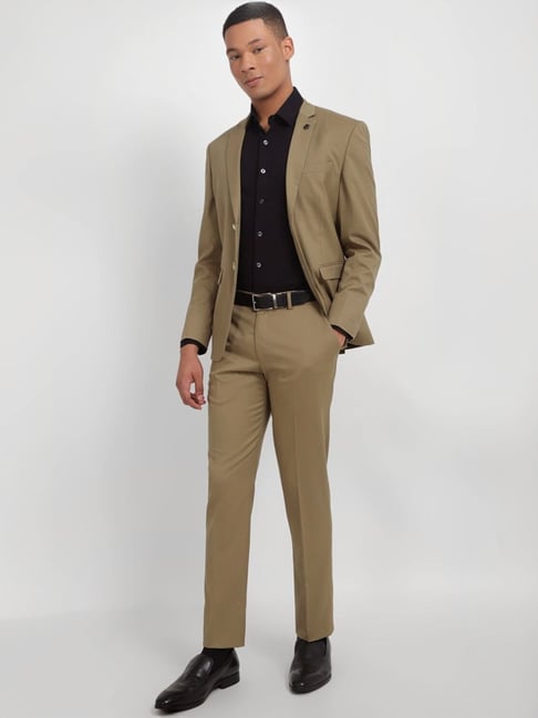Allen Solly Khaki Slim Fit Two Piece Suit