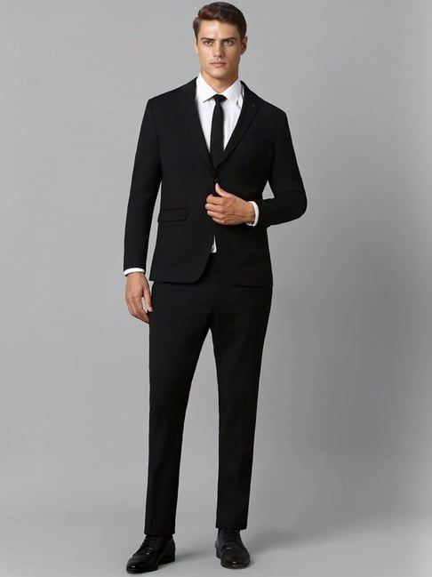 Buy Men Black Slim Fit Solid Formal Two Piece Suit for Mens Online
