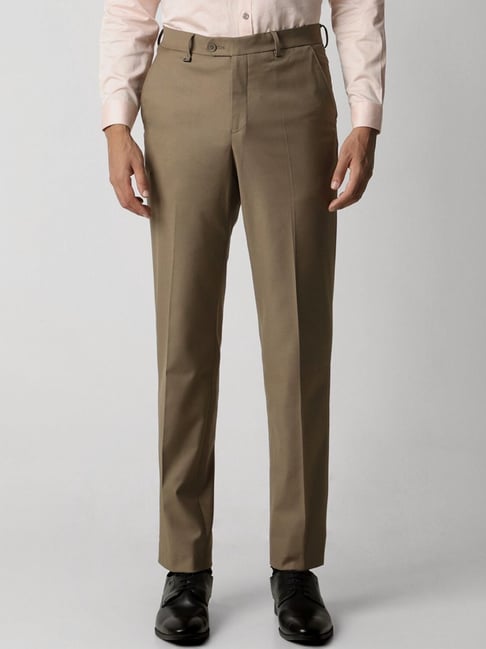 Buy Van Heusen Khaki Regular Fit Trousers for Mens Online @ Tata CLiQ