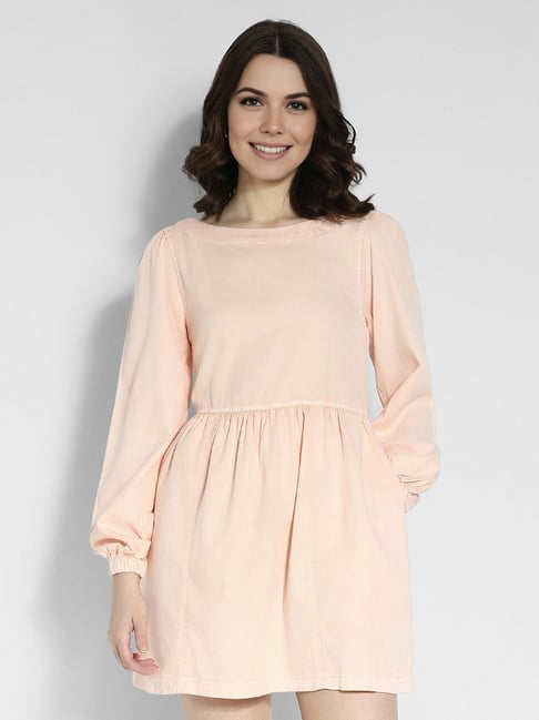 American Eagle Outfitters Peach Cotton Regular Fit A Line Dress-picture-14