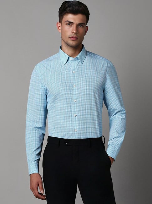 Louis Philippe Blue Slim Fit Checks Shirt-picture-44