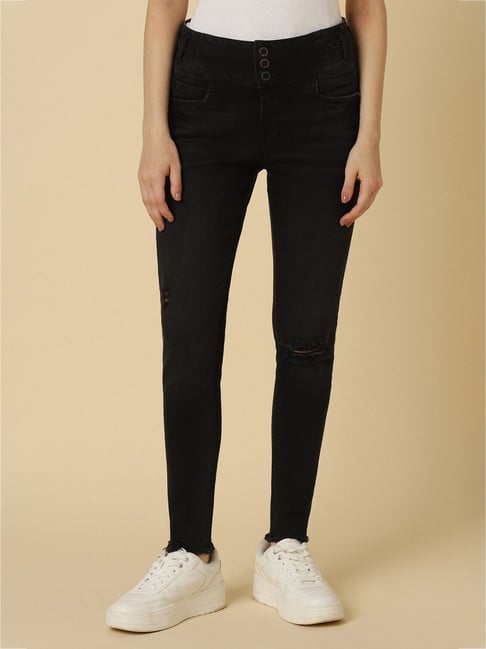 Allen Solly Black Cotton Skinny Fit Mid Rise Jeans-picture-23
