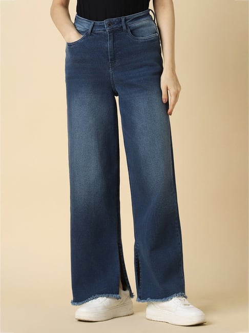 Allen Solly Dark Blue Cotton Regular Fit Mid Rise Jeans-picture-21