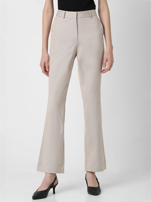 Van Heusen Beige Regular Fit Mid Rise Trousers