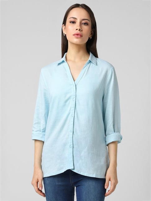 Buy Van Heusen Blue Regular Fit Shirt for Women Online Tata CLiQ