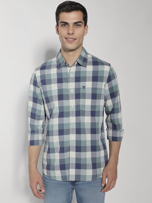 American Eagle Multicolored Slim Fit Checks Shirt