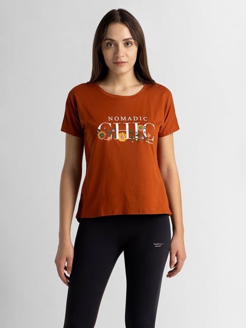 Van Heusen Brown Graphic Print T-Shirt