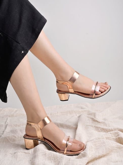 Buy Shoetopia Women's Rose Gold Ankle Strap Sandals for Women at