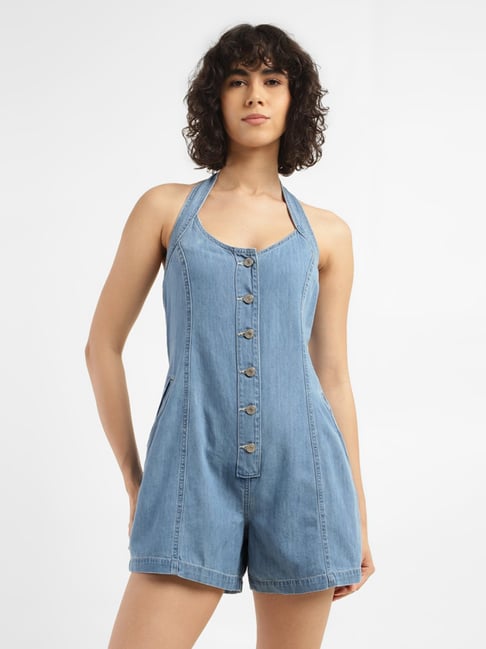 Levi's Blue Cotton Regular Fit Romper