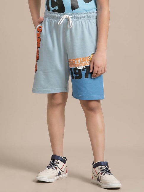 Kidsville Blue Cotton Printed Shorts-picture-23