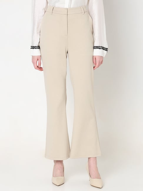 Vero Moda Beige High Rise Bootcut Pants