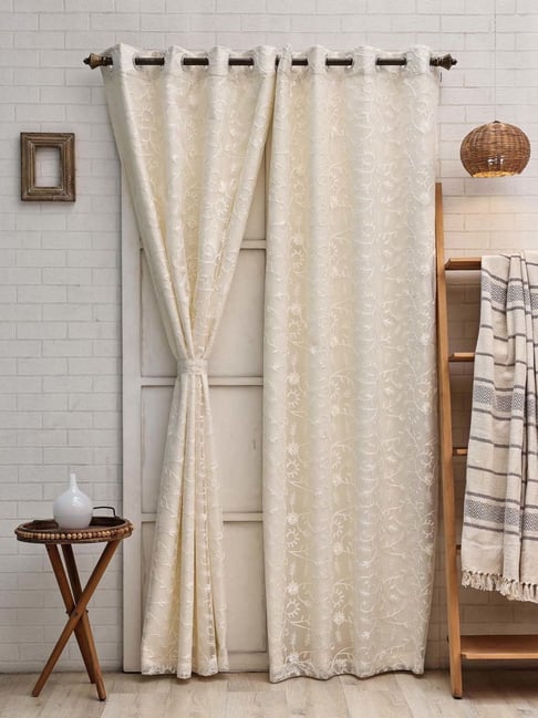 Ariana Cordoba 2 In 1 Off White Polyester 7ft Door Eyelet Curtain
