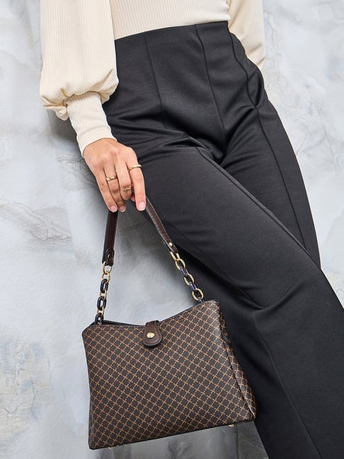 Styli Brown Textured Shoulder Bag-picture-10