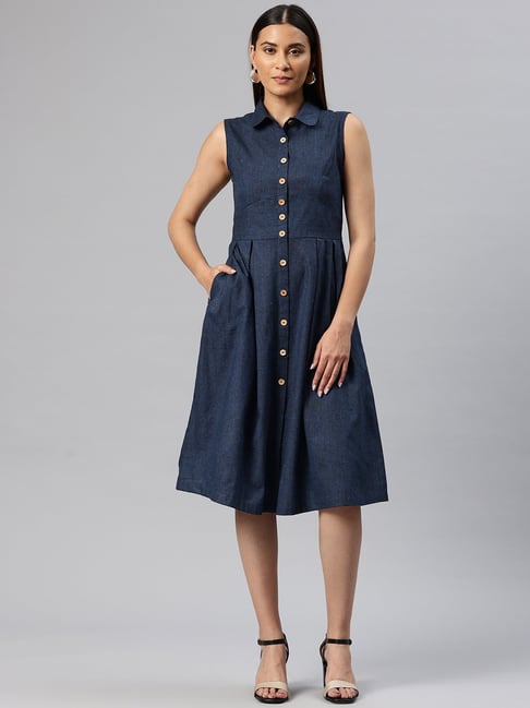 Cottinfab Navy A Line Dress-picture-13