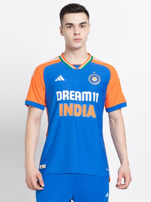 Adidas Blue Regular Fit India Cricket T20 International Jersey