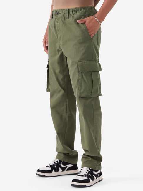 The Souled Store Green Straight Fit Cargos
