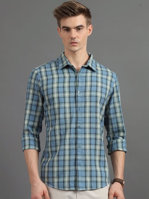 Bushirt Turkish Blue Regular Fit Checks Shirt-picture-19
