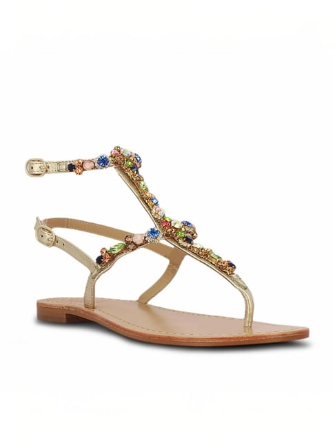 Saint G Women's Matilde Gold T-Strap Sandals-picture-20