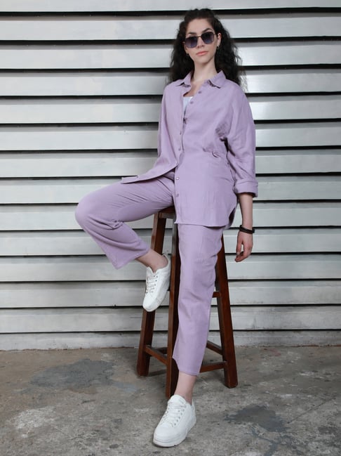 High Star Mauve Cotton Shirt With Pants