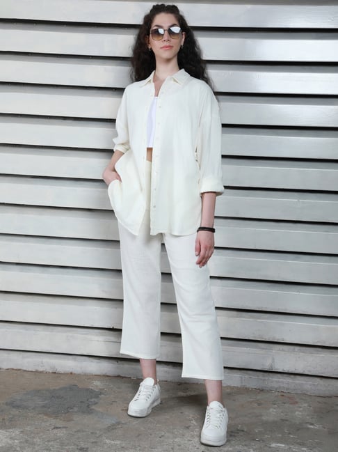 High Star Light Yellow Cotton Shirt With Pants