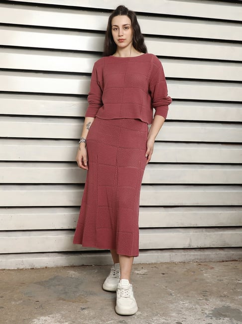 Casual Design Skirt Top Popwings Women Casual Sky Blue Solid Self