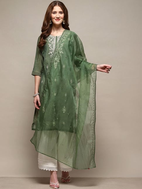Biba Green Embroidered Dupatta