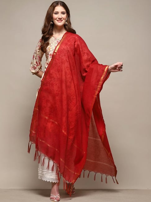 Biba Red Woven Pattern Dupatta