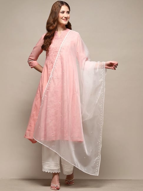 Biba White Embroidered Dupatta